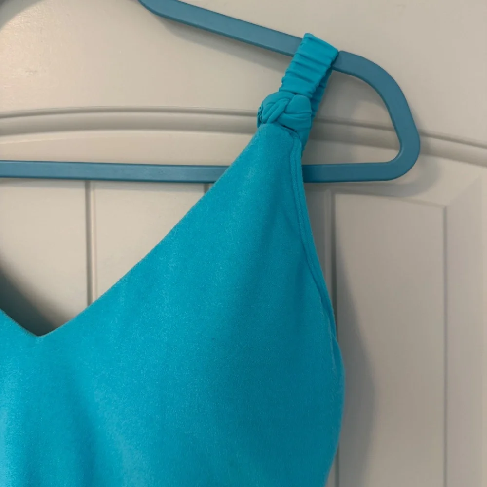 Sanctuary Swim Light Blue Terrycloth‎ High Leg One Piece Swimsuit NWT Size L